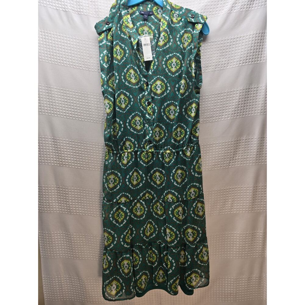 Gap Womens Dress Green Size Large Short Sleeve Sheer Layered